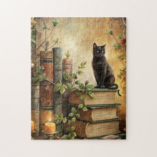 Enchanted Black Cat Library Puzzle (Vertikal)