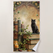 Enchanted Black Cat Library Strandtuch (Vorderseite)