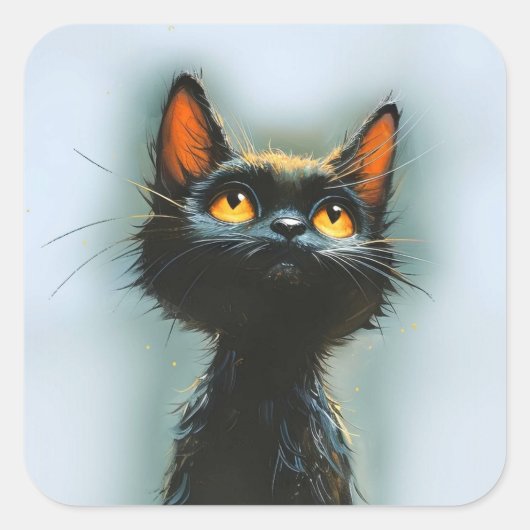 Enchanted Black Cat Quadratischer Aufkleber (Vorderseite)