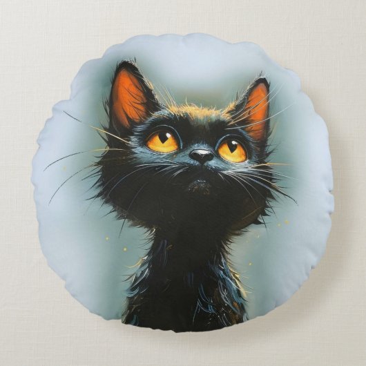 Enchanted Black Cat Rundes Kissen (Vorderseite)