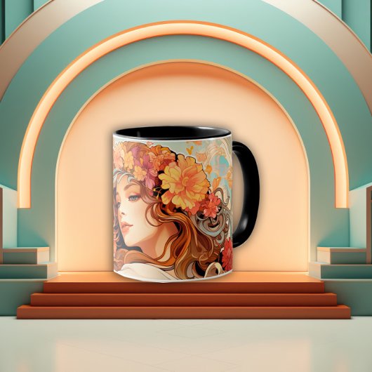 Enchanted Bloom Art Nouveau Woman Tasse
