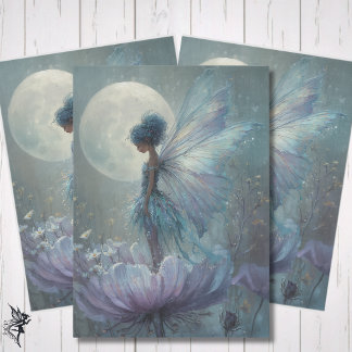 Enchanted Blue Fairy Watercolor Fantasy Decoupage Seidenpapier