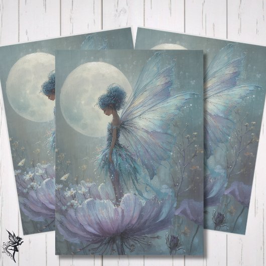 Enchanted Blue Fairy Watercolor Fantasy Decoupage Seidenpapier