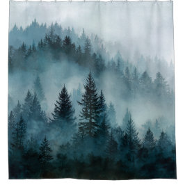 Enchanted Blue Forest Escape Shower Curtain Duschvorhang