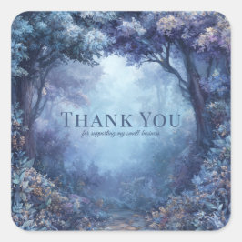 Enchanted Blue Forest Magical Woodland Quadratischer Aufkleber