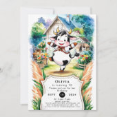 Enchanted Boho Cow Birthday Einladung (Vorderseite)