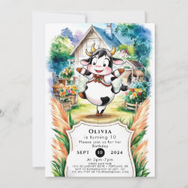 Enchanted Boho Cow Birthday Einladung