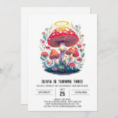 Enchanted Boho Digital Mushroom Geburtstag Einladung (Vorne/Hinten)