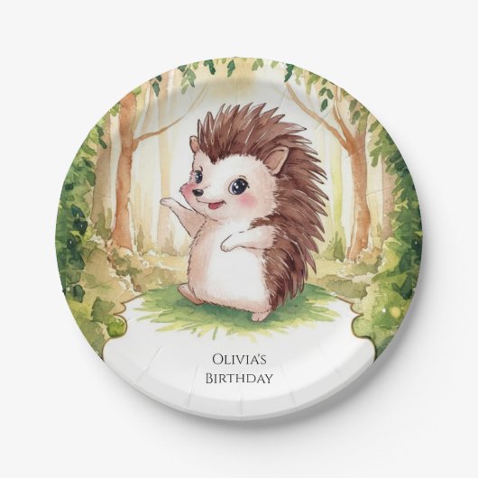 Enchanted Boho Igel Birthday Pappteller (Vorderseite)