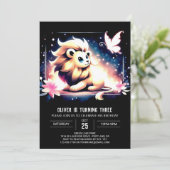 Enchanted Boho Lion Birthday Einladung (Stehend Vorderseite)