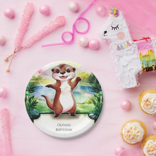 Enchanted Boho Otter Birthday Pappteller (Party)