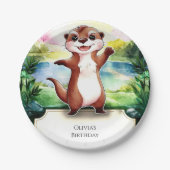 Enchanted Boho Otter Birthday Pappteller (Vorderseite)