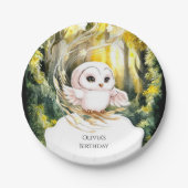 Enchanted Boho Owl Birthday Pappteller (Vorderseite)