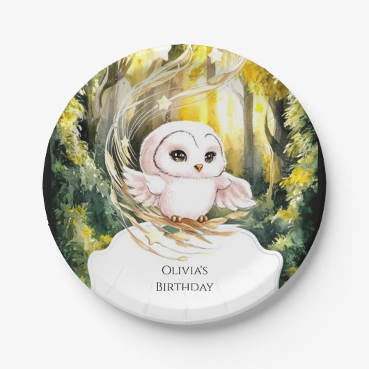 Enchanted Boho Owl Birthday Pappteller (Vorderseite)
