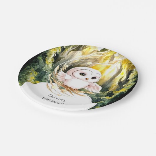 Enchanted Boho Owl Birthday Pappteller (Schrägansicht)