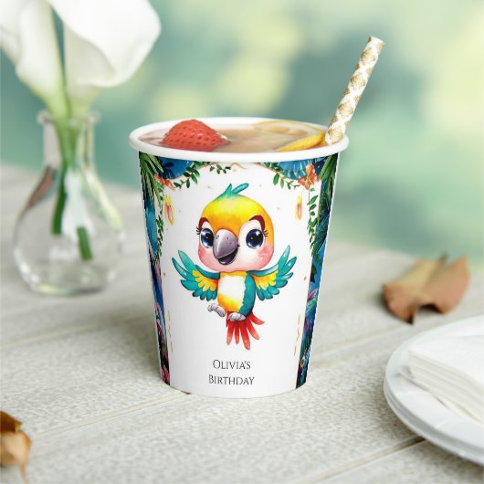 Enchanted Boho Parrot Birthday Pappbecher (In Situ)