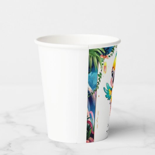 Enchanted Boho Parrot Birthday Pappbecher (Rechts)