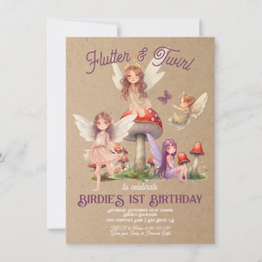 Enchanted Boho Pixie Fairy Princess Birthday Party Einladung (Vorderseite)