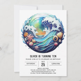Enchanted Boho Waves Kindergeburtstag Einladung