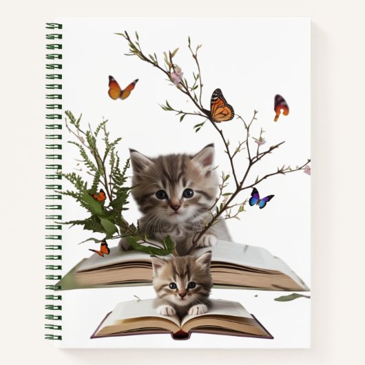 Enchanted Bookish Kitten Spiral Notebook Notizblock (Vorderseite)