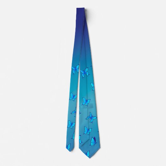 Enchanted Butterflies Blue Neck Tie Krawatte (Rückseite)