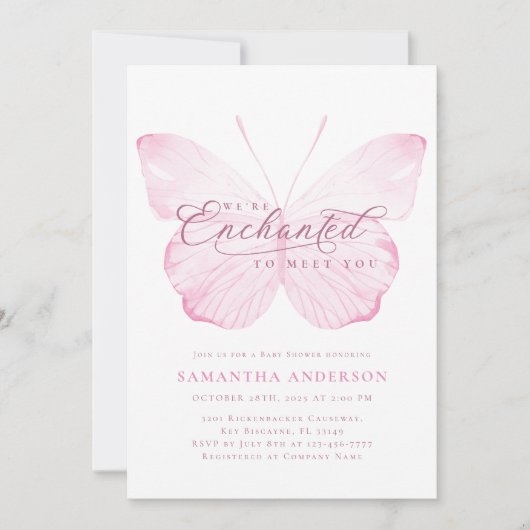 Enchanted Butterfly Baby Shower Einladung (Vorderseite)