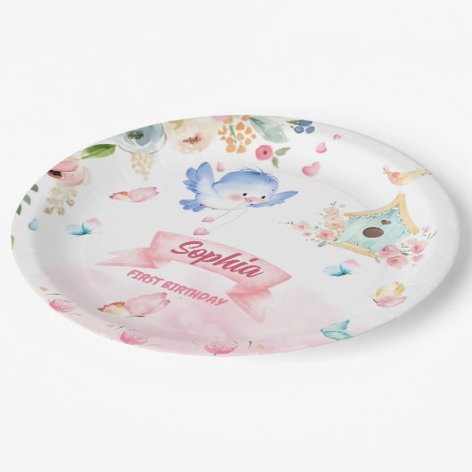 enchanted butterfly garden paper plate pappteller (Schrägansicht)