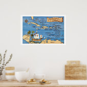 Enchanted Caribbean Map 20x30 Print Poster (Küche)