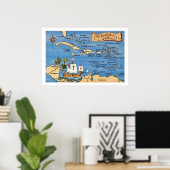 Enchanted Caribbean Map 20x30 Print Poster (Heimbüro)