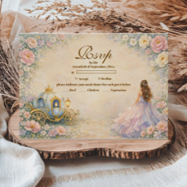 Enchanted Carriage Fairytale Quinceañera RSVP Karte