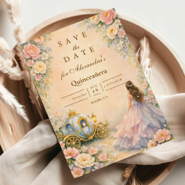 Enchanted Carriage Fairytale Quinceañera Save The Date