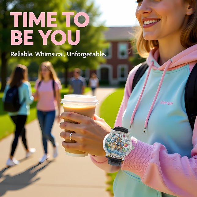 Enchanted Castle Time Stained Glass Fairytale Wall Armbanduhr (Von Creator hochgeladen)