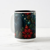 Enchanted Christmas Raven Mug – 15oz Winter Gothic Zweifarbige Tasse (Vorderseite Links)