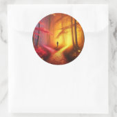 Enchanted Crossroads – Vibrant Autumn Forest Art P Runder Aufkleber (Tasche)