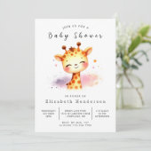 Enchanted Custom Giraffe Baby Shower Einladung (Stehend Vorderseite)