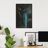 Enchanted Dark Medieval Knight with Glowing Sword Poster (Heimbüro)