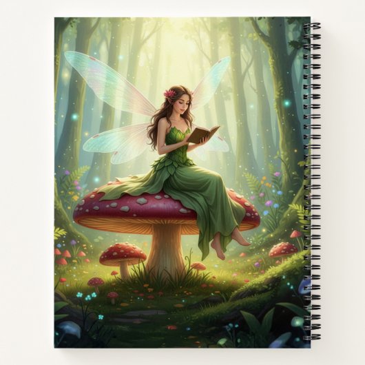 Enchanted Day Fairy Reading a Book Notebook Notizblock (Rückseite)