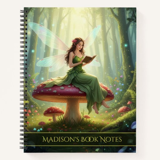 Enchanted Day Fairy Reading a Book Notebook Notizblock (Vorderseite)