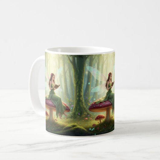 Enchanted Day Fairy Reading a Book Puzzle Kaffeetasse (Vorderseite Links)