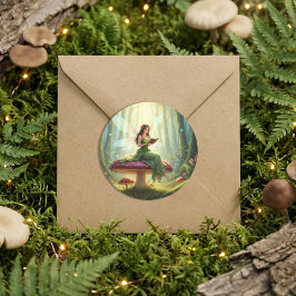 Enchanted Day Fairy Reading a Book Runder Aufkleber
