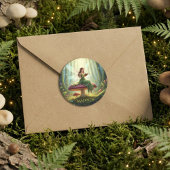 Enchanted Day Fairy Reading a Book Runder Aufkleber