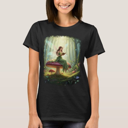 Enchanted Day Fairy Reading a Book T-Shirt (Vorderseite)