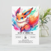Enchanted Digital Fox Geburtstag Einladung (Stehend Vorderseite)