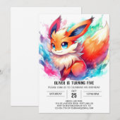 Enchanted Digital Fox Geburtstag Einladung (Vorne/Hinten)