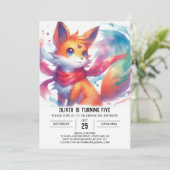 Enchanted Digital Fox Geburtstag Einladung (Stehend Vorderseite)