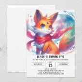 Enchanted Digital Fox Geburtstag Einladung (Vorne/Hinten)