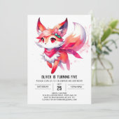 Enchanted Digital Fox Geburtstag Einladung (Stehend Vorderseite)