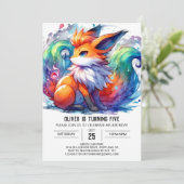 Enchanted Digital Fox Geburtstag Einladung (Stehend Vorderseite)