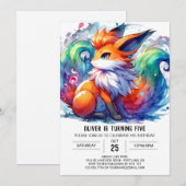 Enchanted Digital Fox Geburtstag Einladung (Vorne/Hinten)