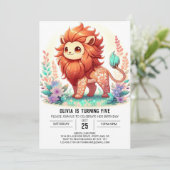 Enchanted Digital Lion Birthday Einladung (Stehend Vorderseite)